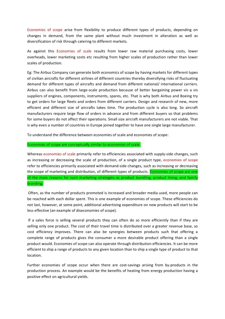 Economies of Scope &amp; Scale Economies Of Scale Average Cost