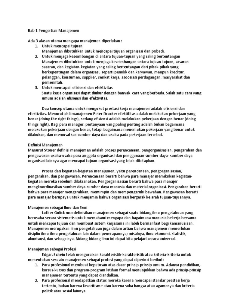 Bab 1 Pengertian Manajemen