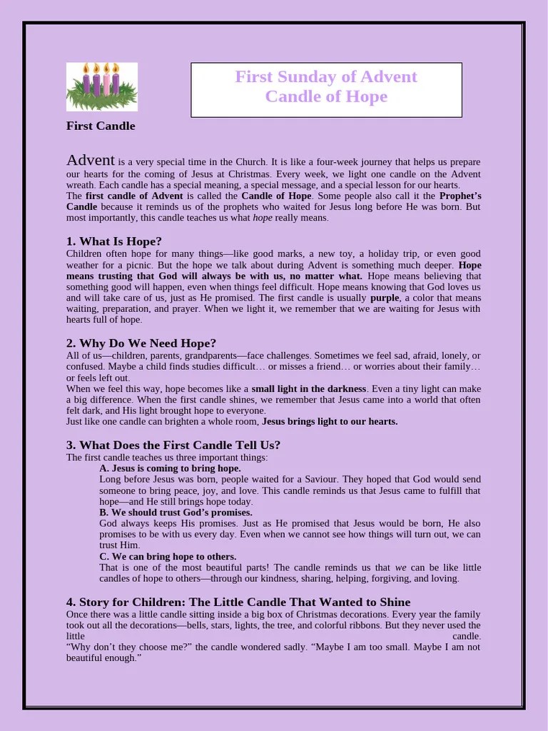 Advent 1st Candle Year A PDF Advent