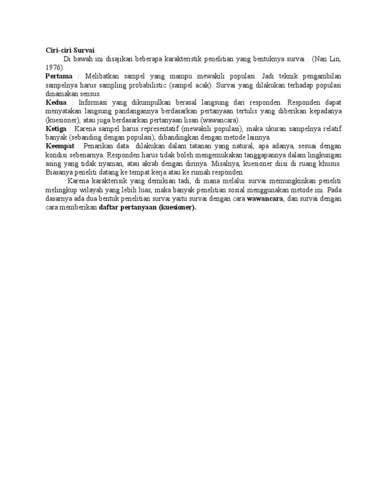 Ciri Ciri Survei | PDF