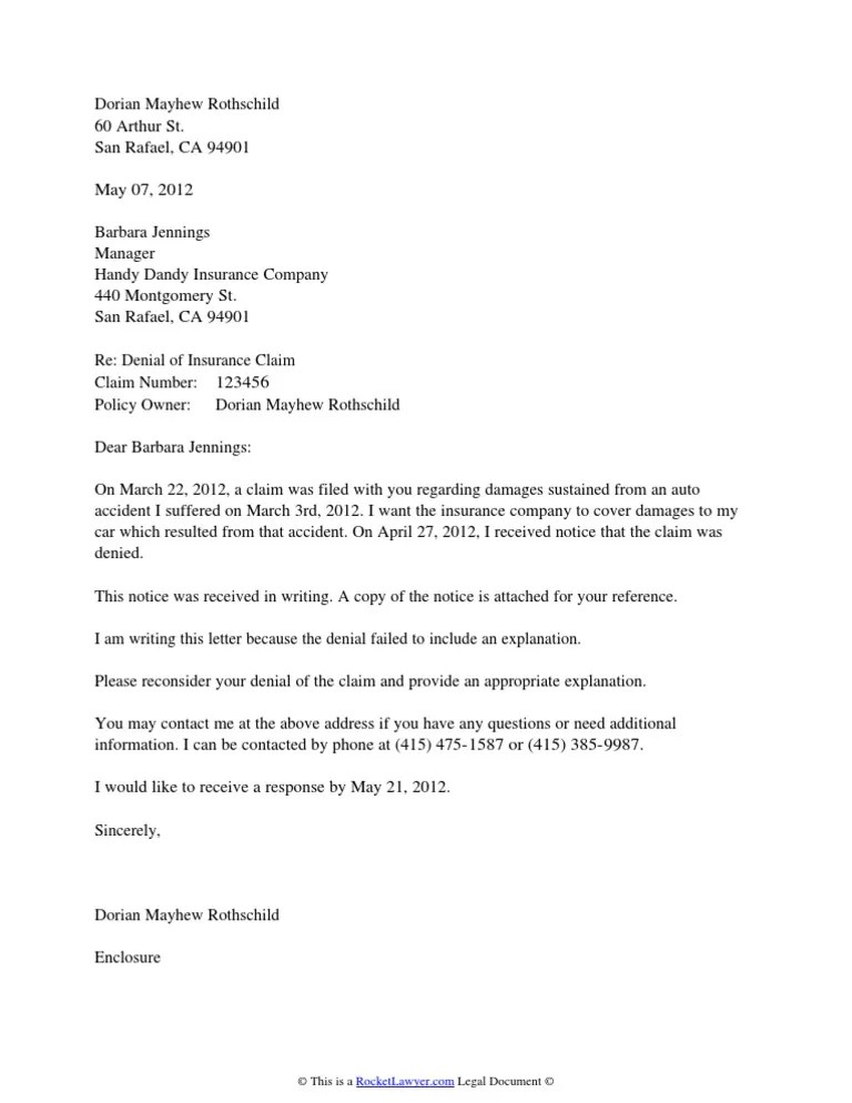 Insurance Claim Denial Information