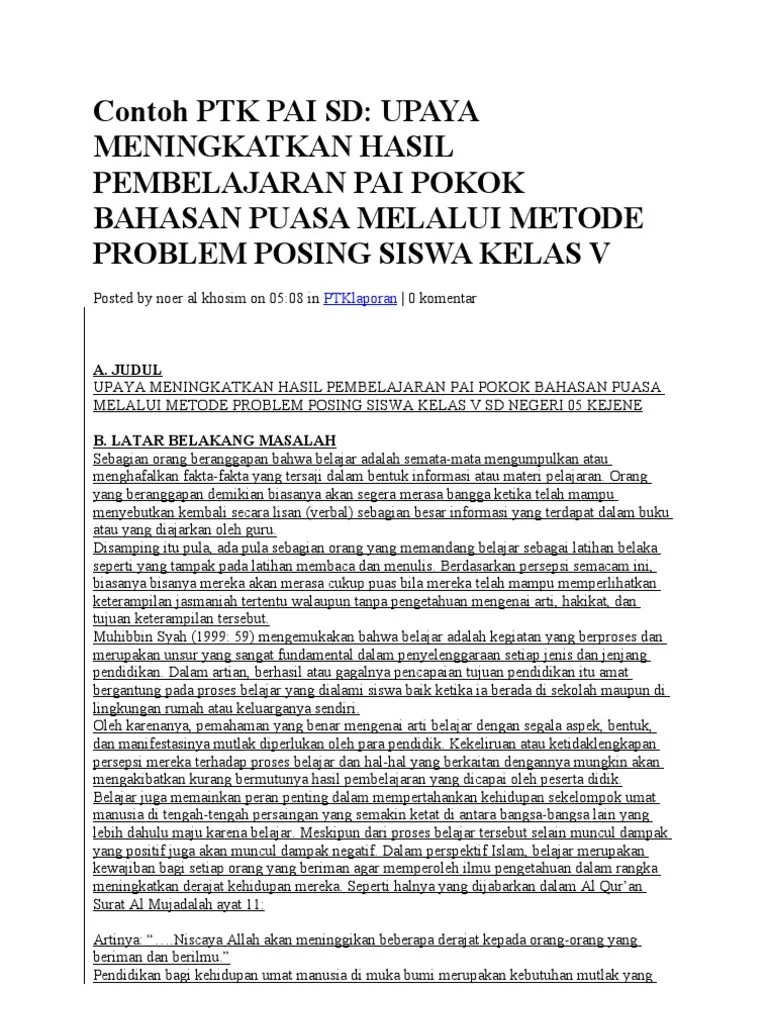 Contoh PTK Pai SD | PDF
