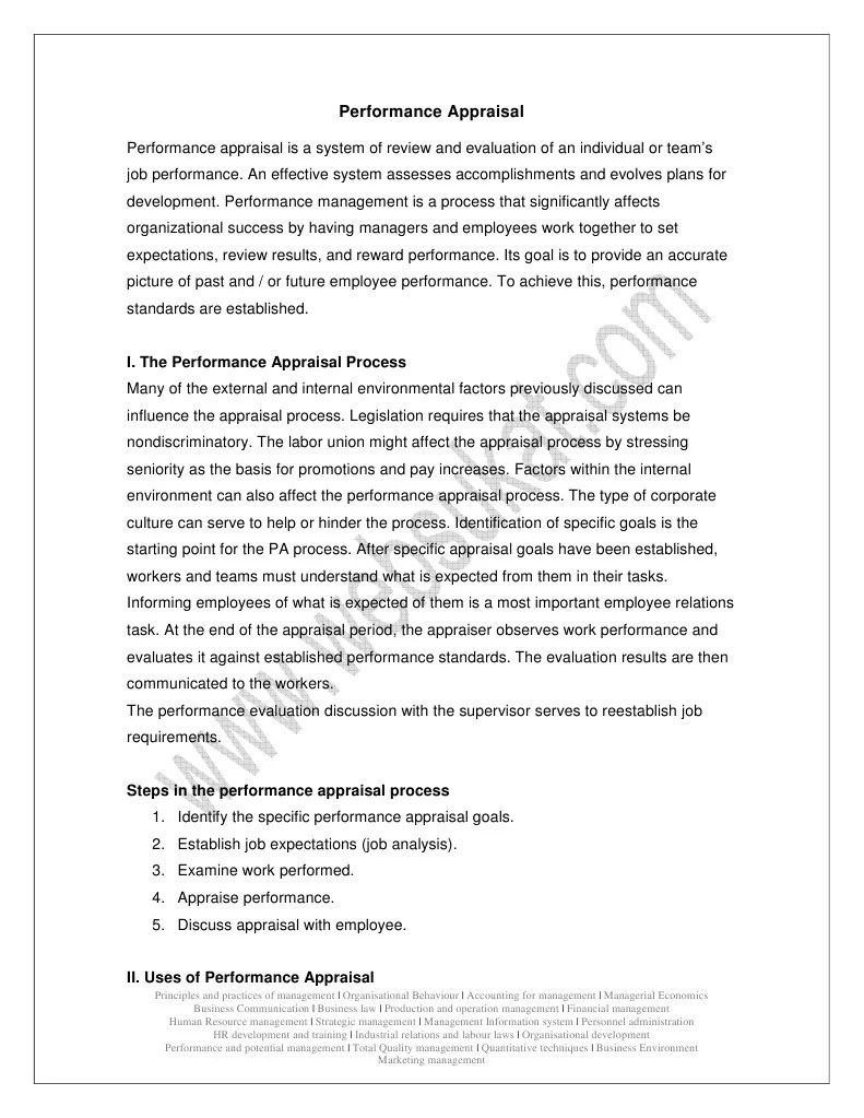 Performance Appraisal Performance Appraisal Human Resource Management