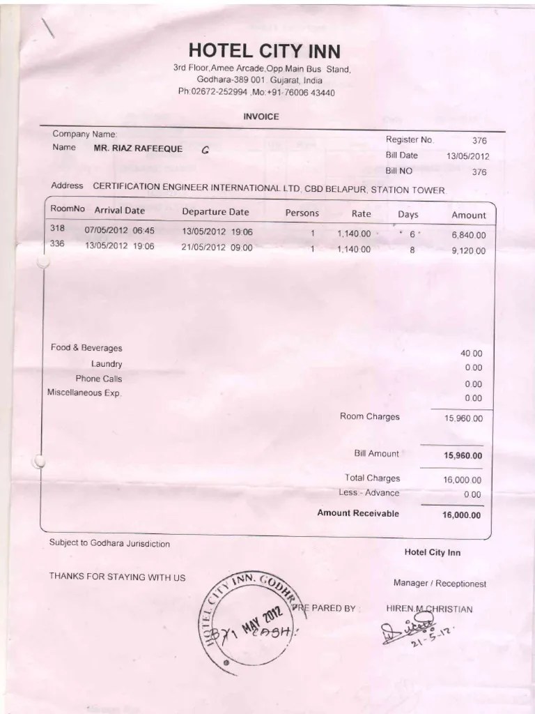Hotel Bill