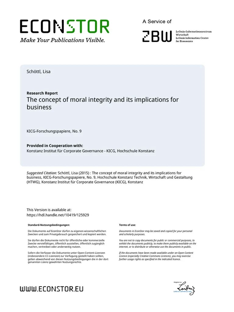 The Concept of Moral Integrity and Its Implications For Business PDF