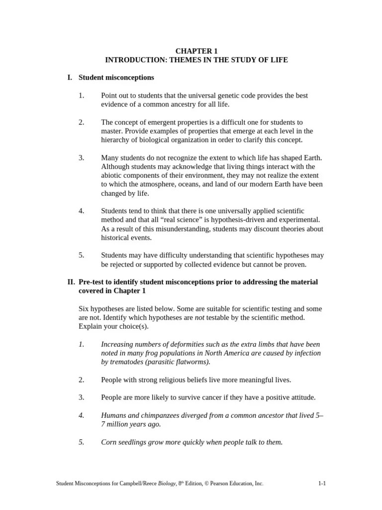 Addressing Biology Student Misconceptions Pdf Theory Hypothesis