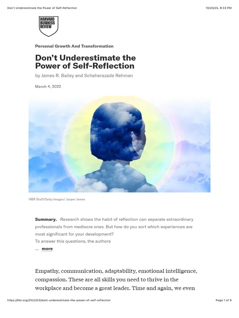 The Importance of SelfReflection for Growth PDF Mind Psychology