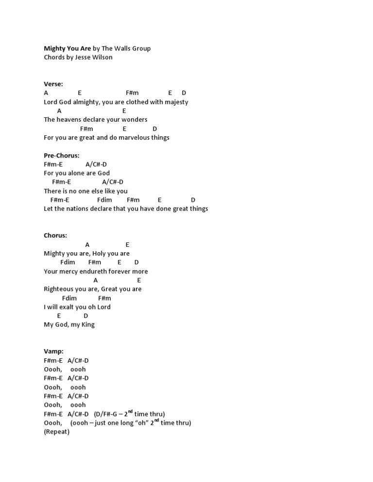 Mighty You Are The Walls Group (Chords)
