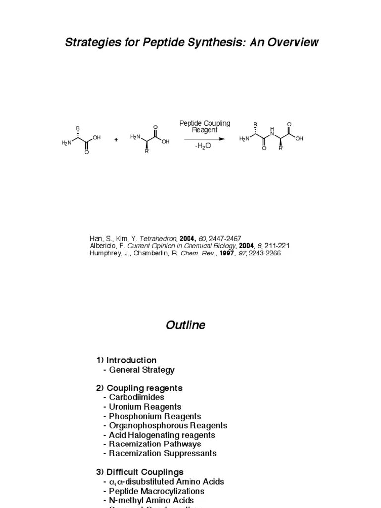 Strategies For Peptide Synthesis An Overview Peptide Coupling Reagent H O PDF Amino Acid