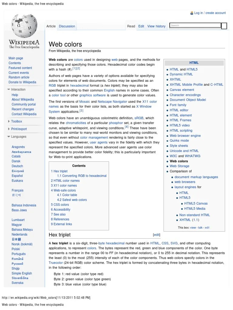  Colors Wikipedia, The Free Encyclopedia PDF Cascading Style