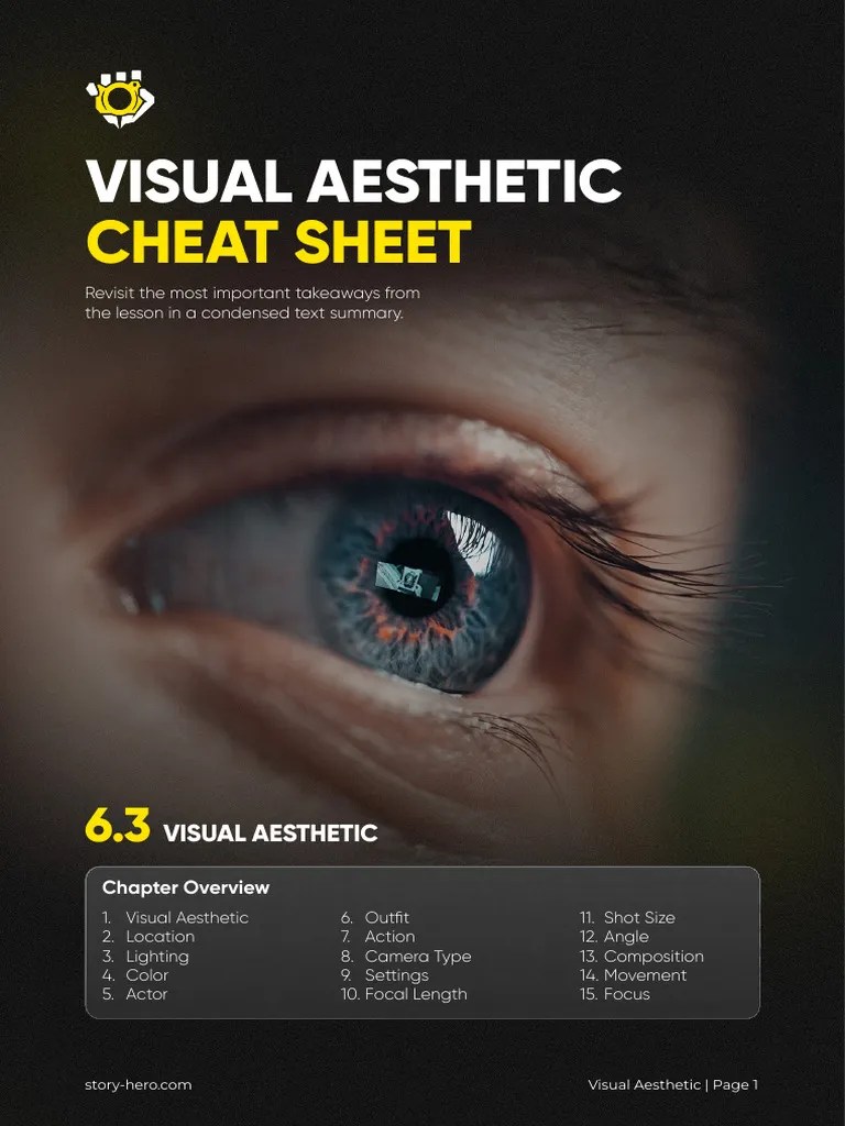 Visual Aesthetic Cheat Sheet For Filmmakers Pdf Exposure