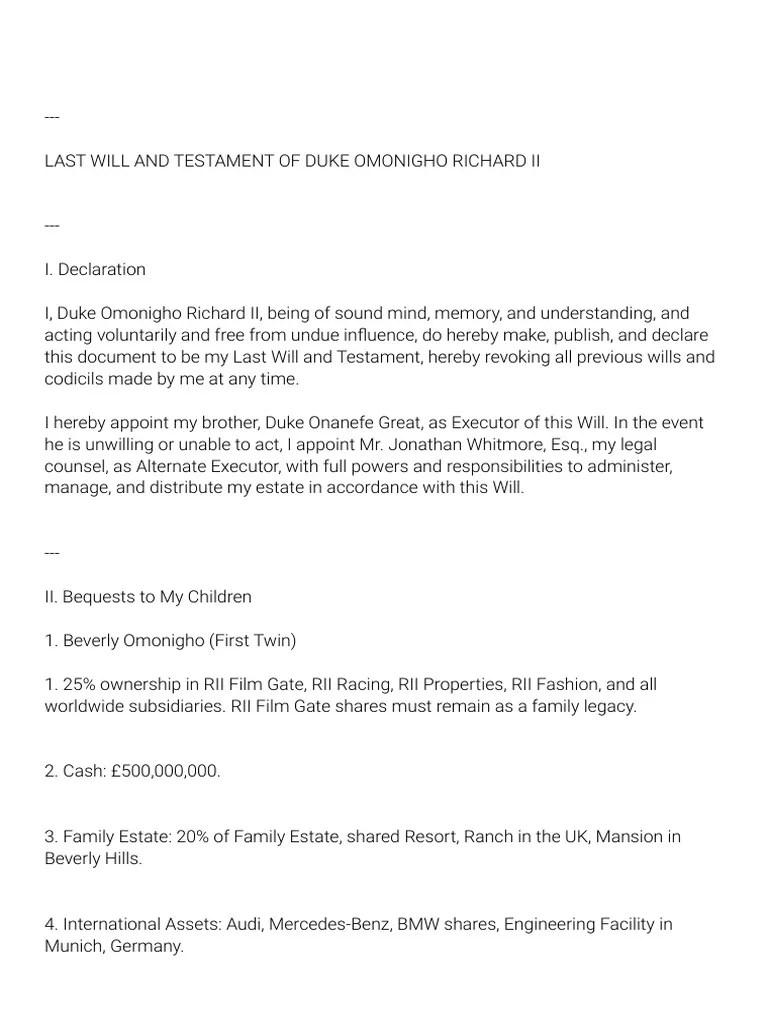 Final Will and Declaration PDF