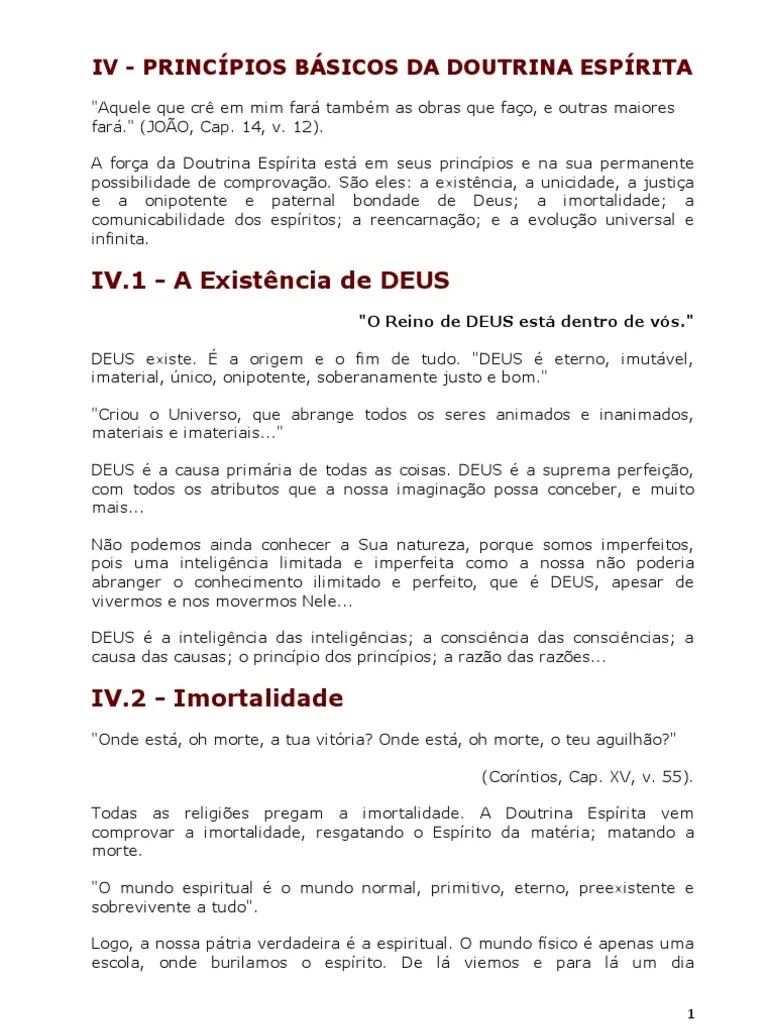 PRINCÍPIOS BÁSICOS DA DOUTRINA ESPÍRITA