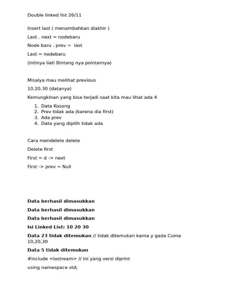 Double Linked List Operations Guide PDF