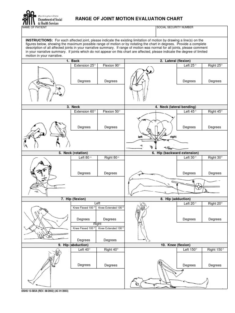 Range of Motion Evaluation Chart | Anatomical Terms Of Motion | Joints