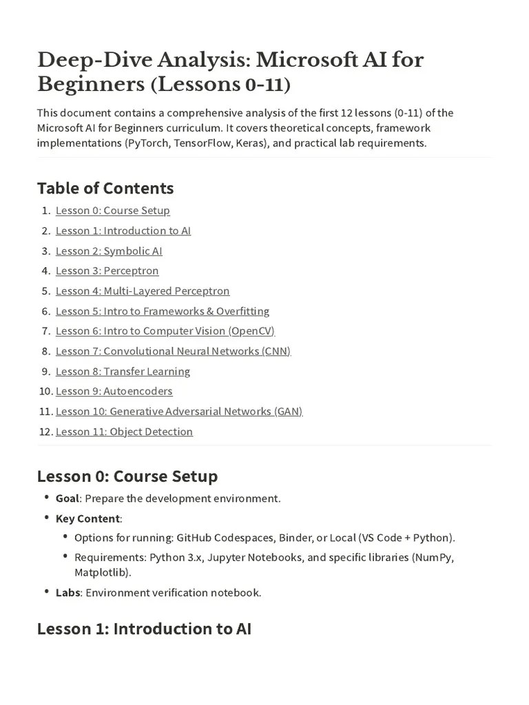 Deepdive Analysis Microsoft Ai For Beginners Lessons 011 Pdf