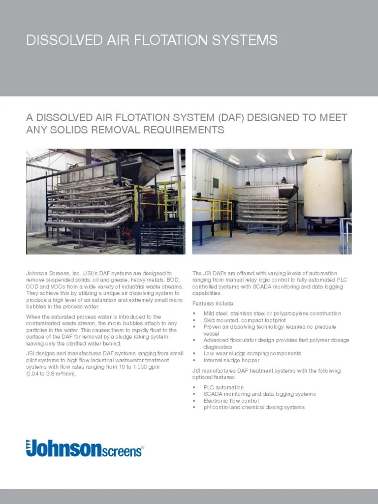 Dissolved Air Flotation Systems Environmental Engineering Chemical