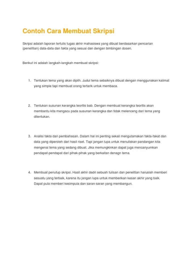 Contoh Cara Membuat Skripsi | Pdf