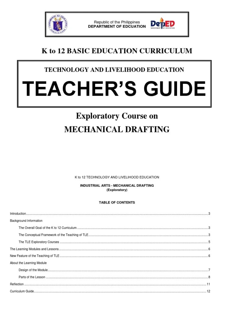 k to 12 Mechanical Drafting Teacher's Guide Curriculum Technical