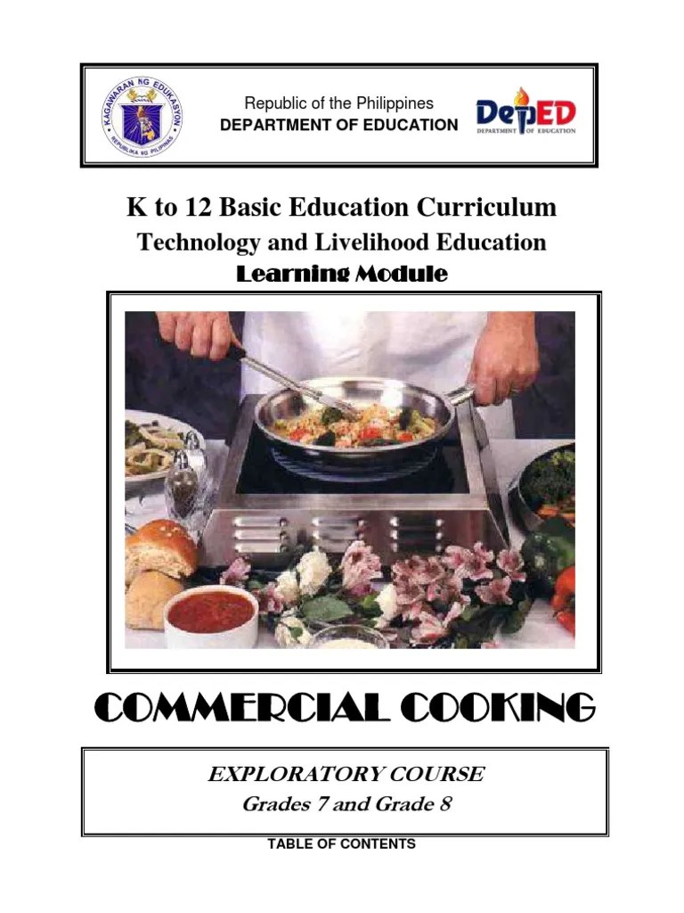 k to 12 Commercial Cooking Learning Module Housekeeping Disinfectant