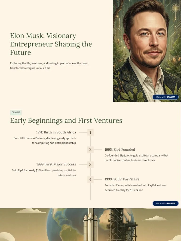 Elon Musk Visionary Entrepreneur Shaping The Future Pdf Elon Musk