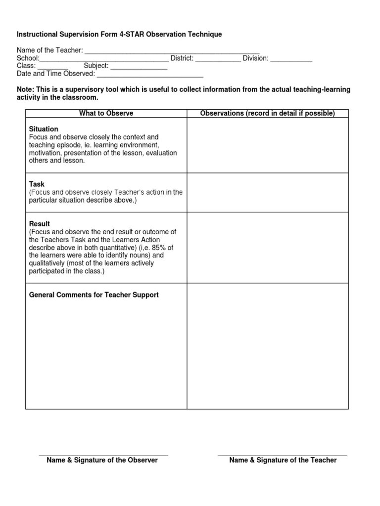 Instructional Supervision Form 4