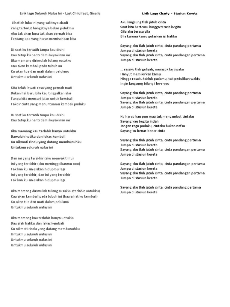 Lirik Lagu Seluruh Nafas Ini | PDF