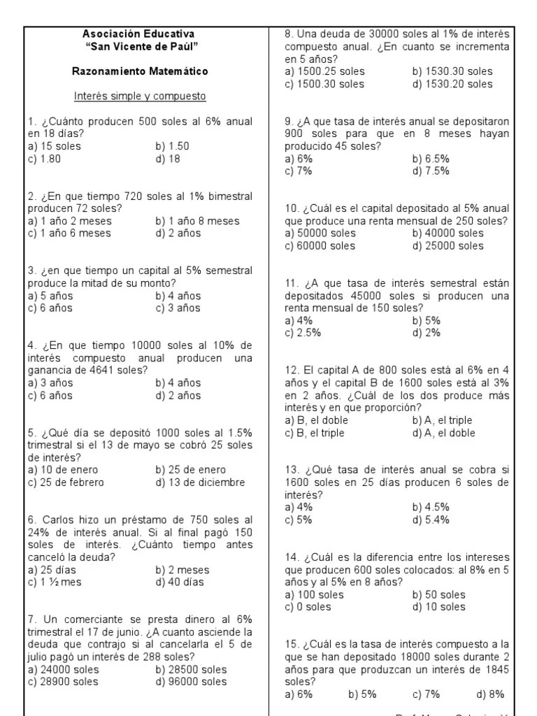 Interés Simple y Compuesto PDF Interés Deuda