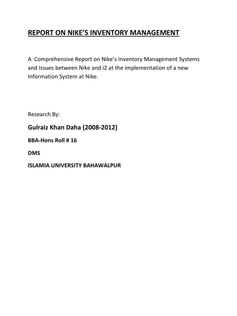 Inventory Management at Nike! Nike Inventory