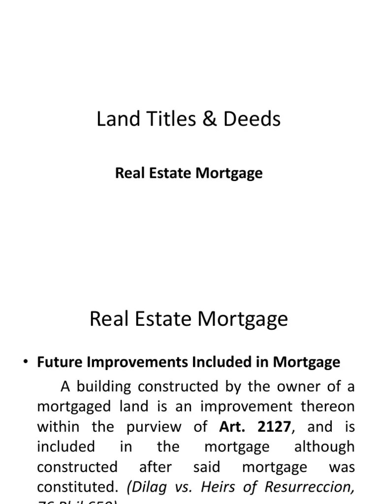 Land Titles & Deeds Mortgage Law Assignment (Law)