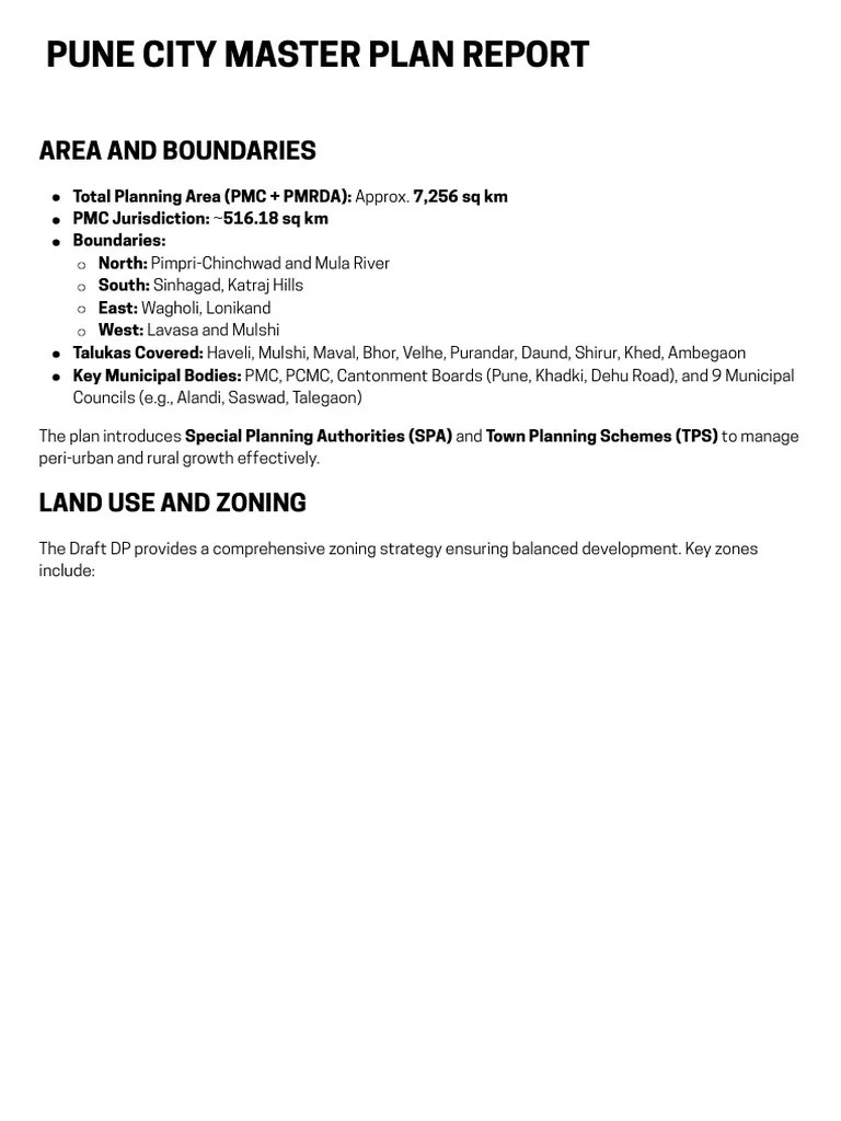 Town Planning Pune Master Plan Report | PDF | Economies | Sustainable