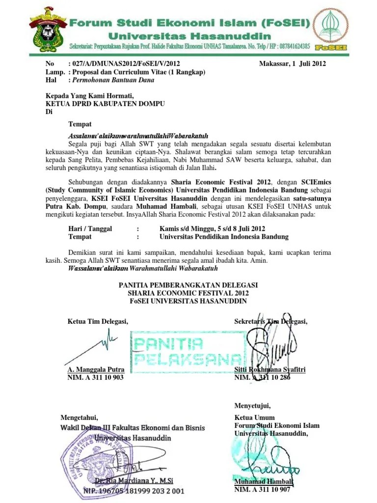 Surat Permohonan Bantuan AlQur\'An Contoh Surat