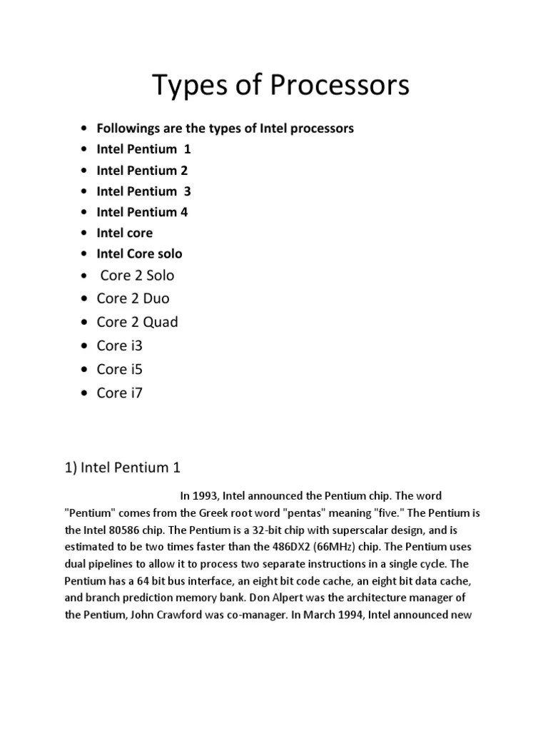 Types of Processors Multi Core Processor Microprocessor