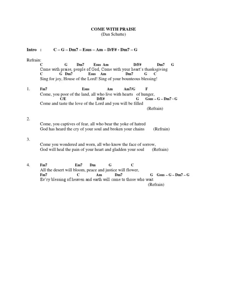 Come With Praise lyrics and chords