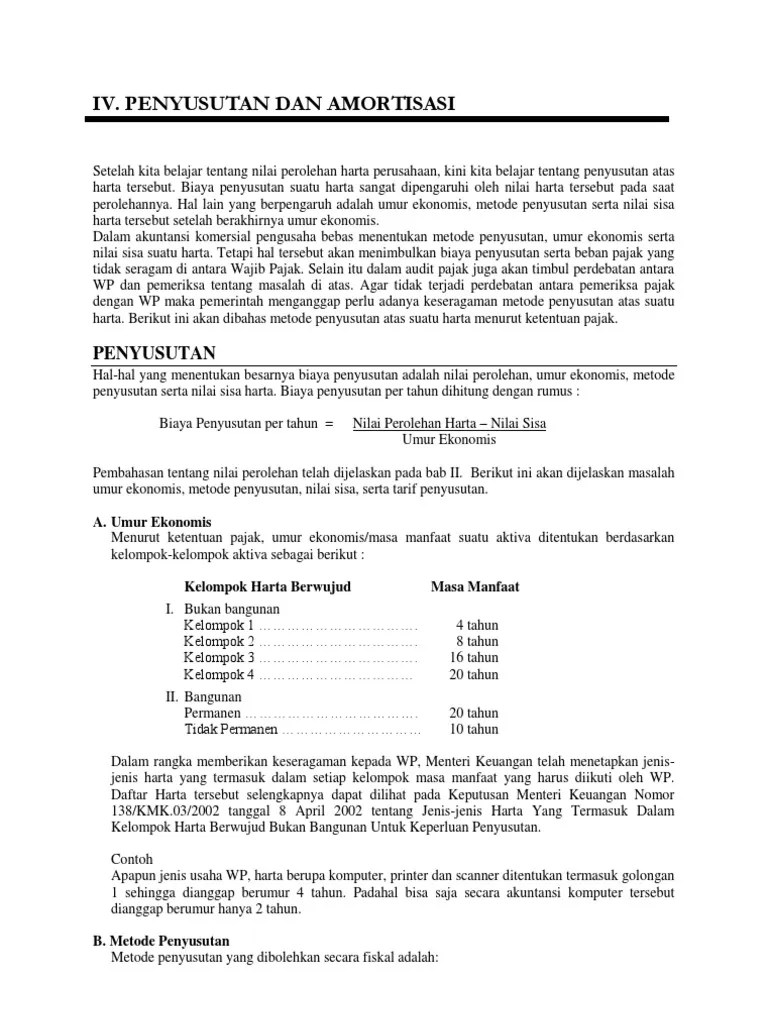 Cara Pengisian Daftar Penyusutan Dan Amortisasi Fiskal