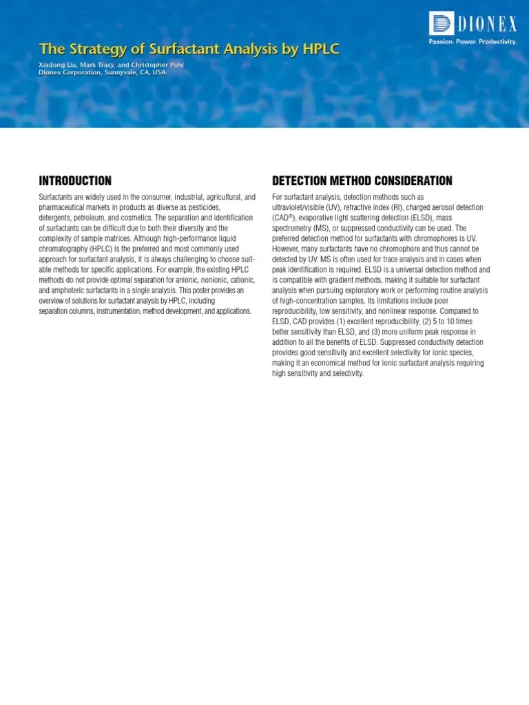 HPLC Surfactant Alalysis PDF High Performance Liquid Chromatography