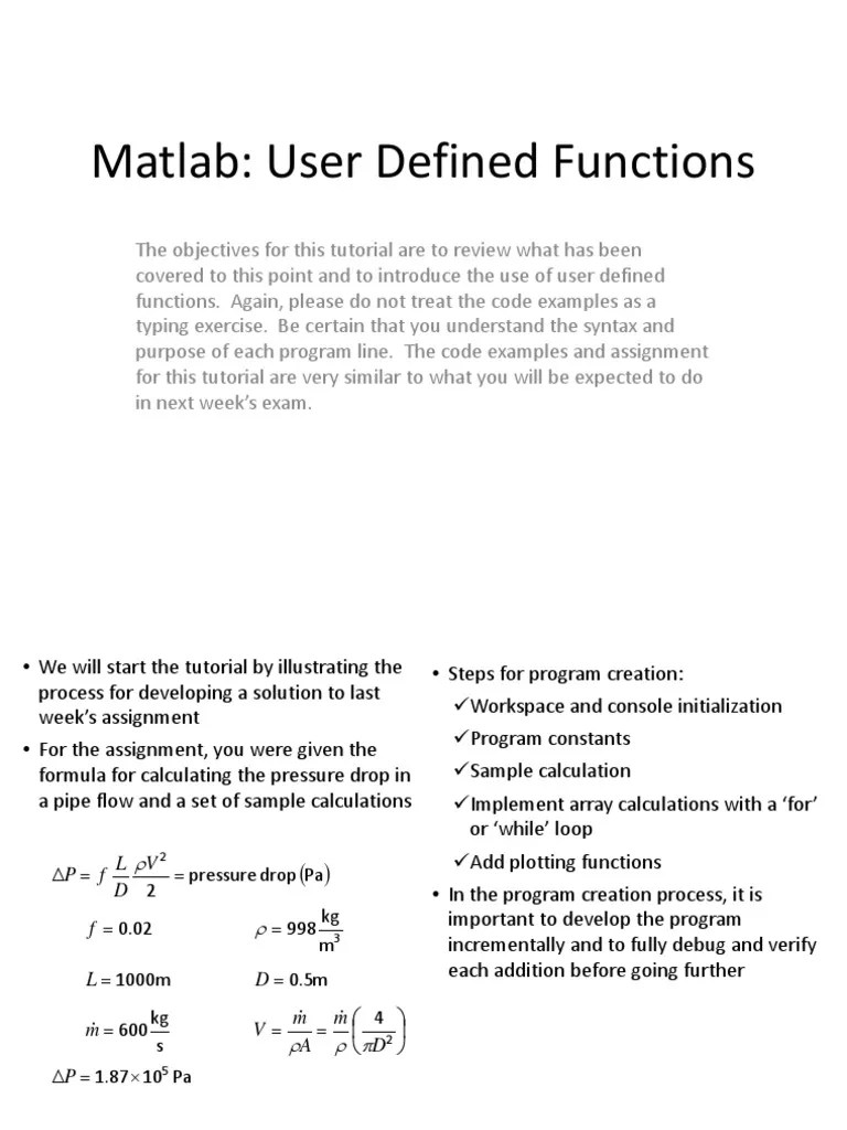 Matlab User Defined Functions PDF Control Flow Matlab