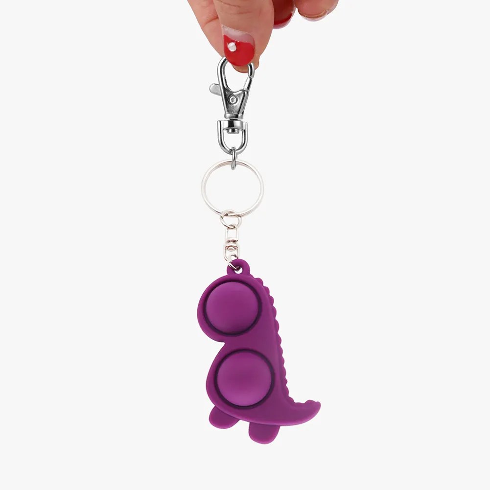 Dinosaur Shape Antistress Sensory Toys Keyring Squeeze Toy Puzzle (Purple)