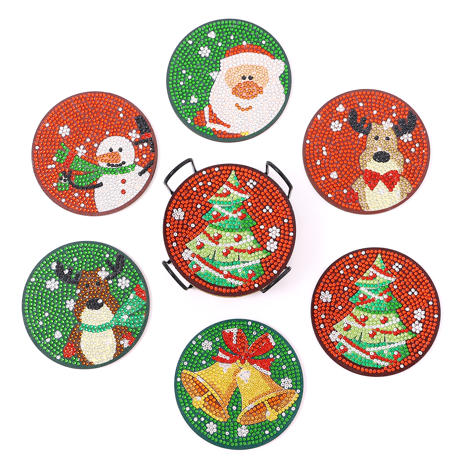 6pcs DIY Acrylic Diamond Painting Christmas Coaster Set
