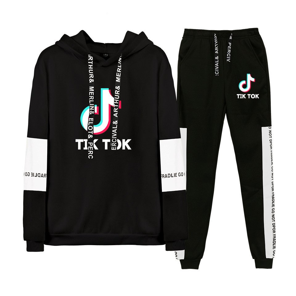 TIK TOK Tracksuit Hoodie Sweatshirt + Sweatpants 2 Piece Sets