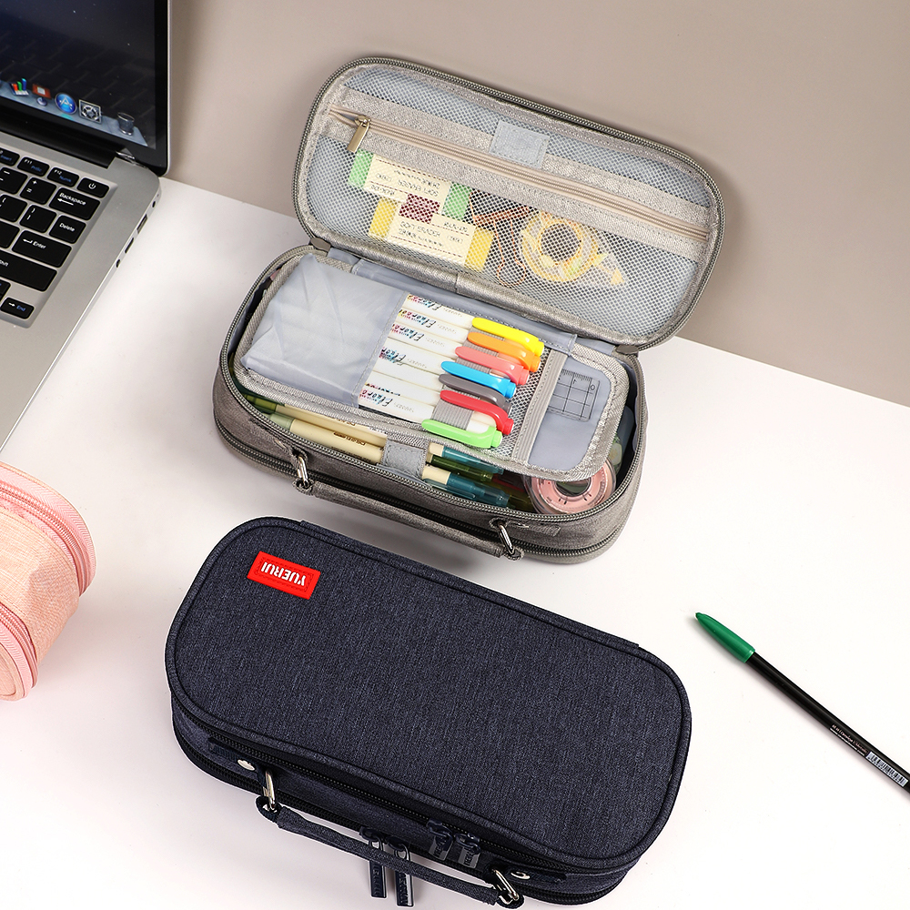 JOURNALSAY 6 Colors Large Capacity Big Double Layer Pencil Cases