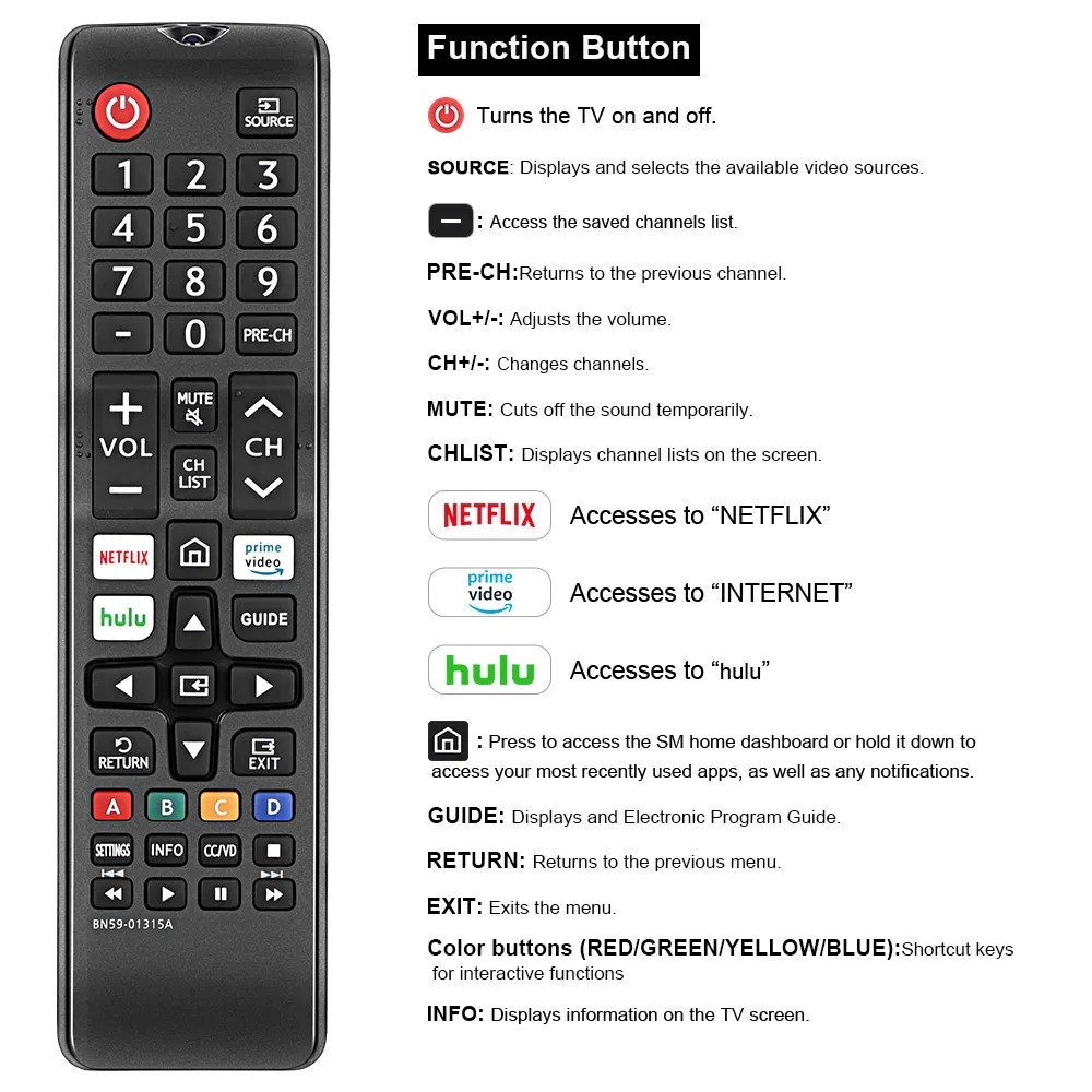 Gvirtue BN5901315A BN5901315D for Samsung Remote Control and Smart 4K