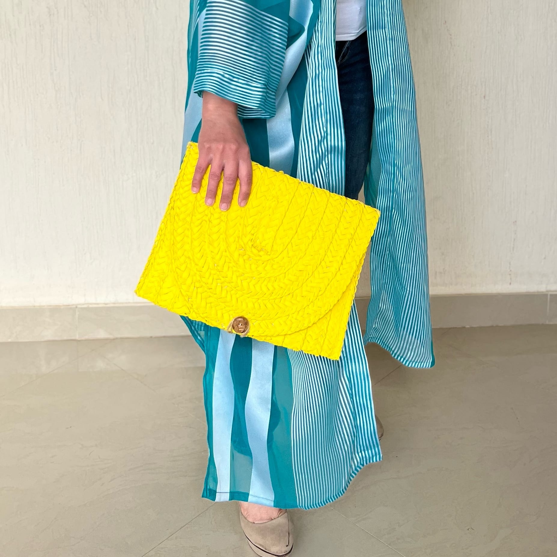 Yellow straw clutch I Make This