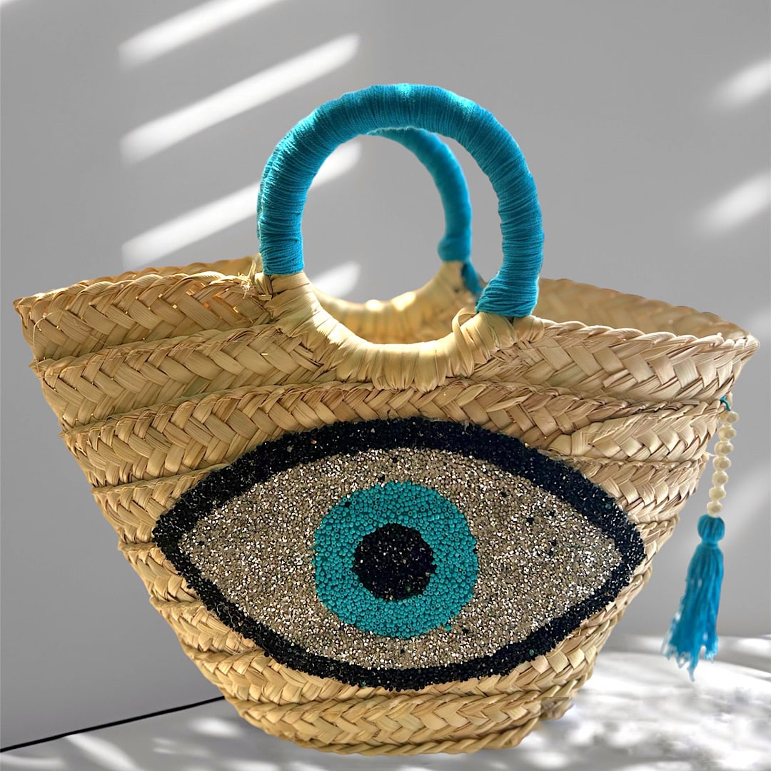 Evil eye straw bag I Make This
