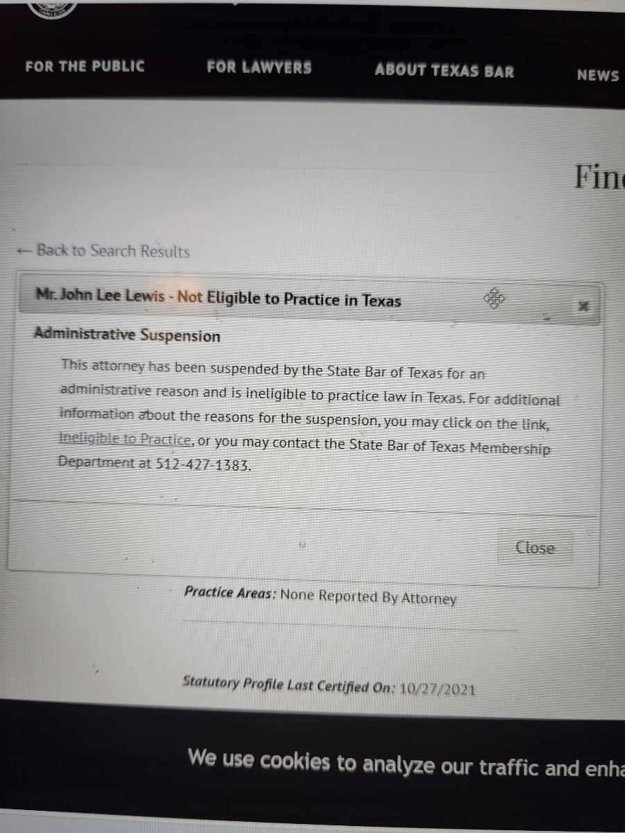 JOHN LEWIS LAWYER AT MABRY AND LEWIS NOT LICENSED TO PRACTICE
