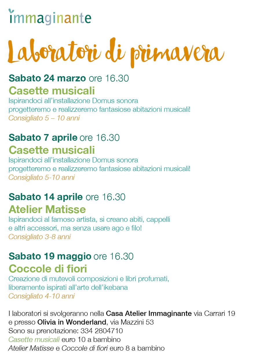 Stanno arrivando i laboratori di primavera!
