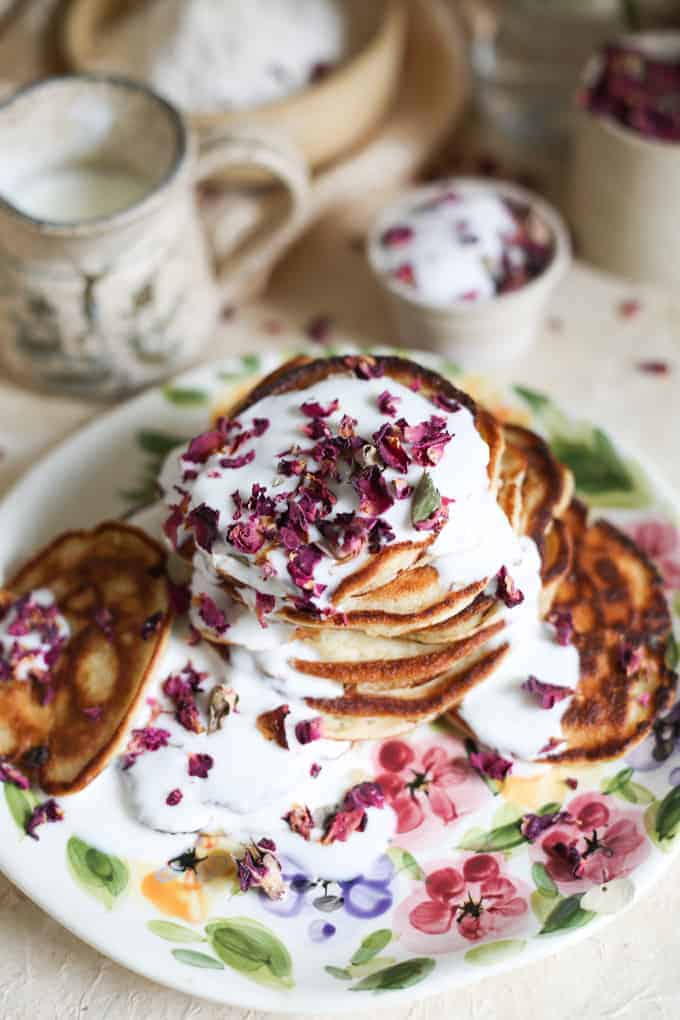 Glutenfree Russian pancakes with rose & kefir At the Immigrant's Table