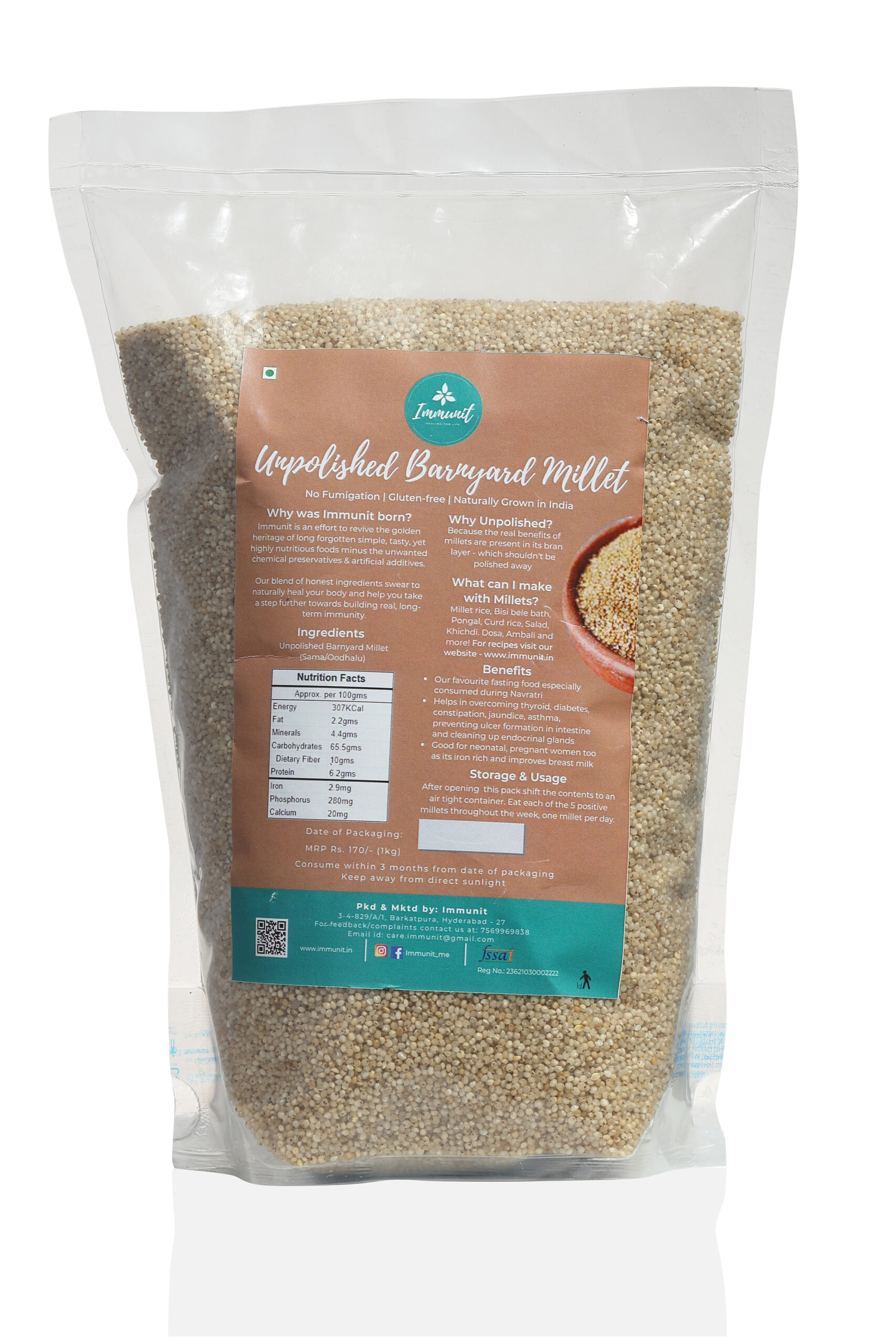 Unpolished Natural Millets Barnyard (Sama) Immunit