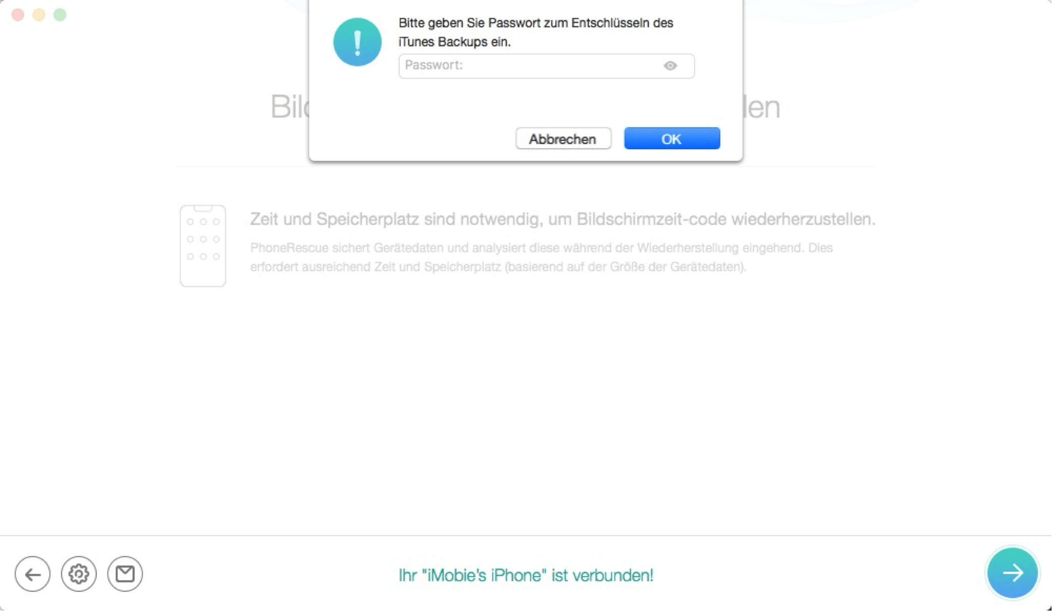 PhoneRescue für iOS BildschirmzeitCode wiederherstellen
