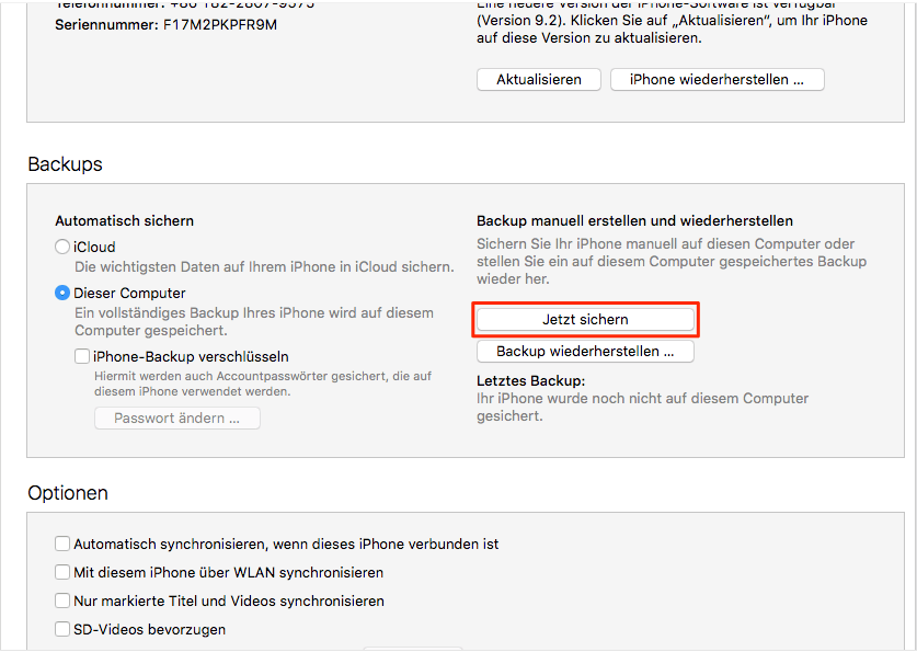 Iphone Backup Uber Itunes Erstellen Test
